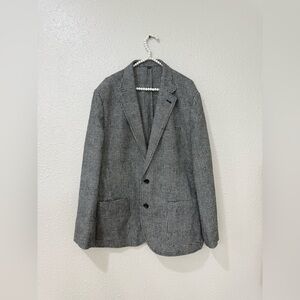 J.Crew Thompson Blazer 46 Black White Check Wool Blend Unlined Jacket